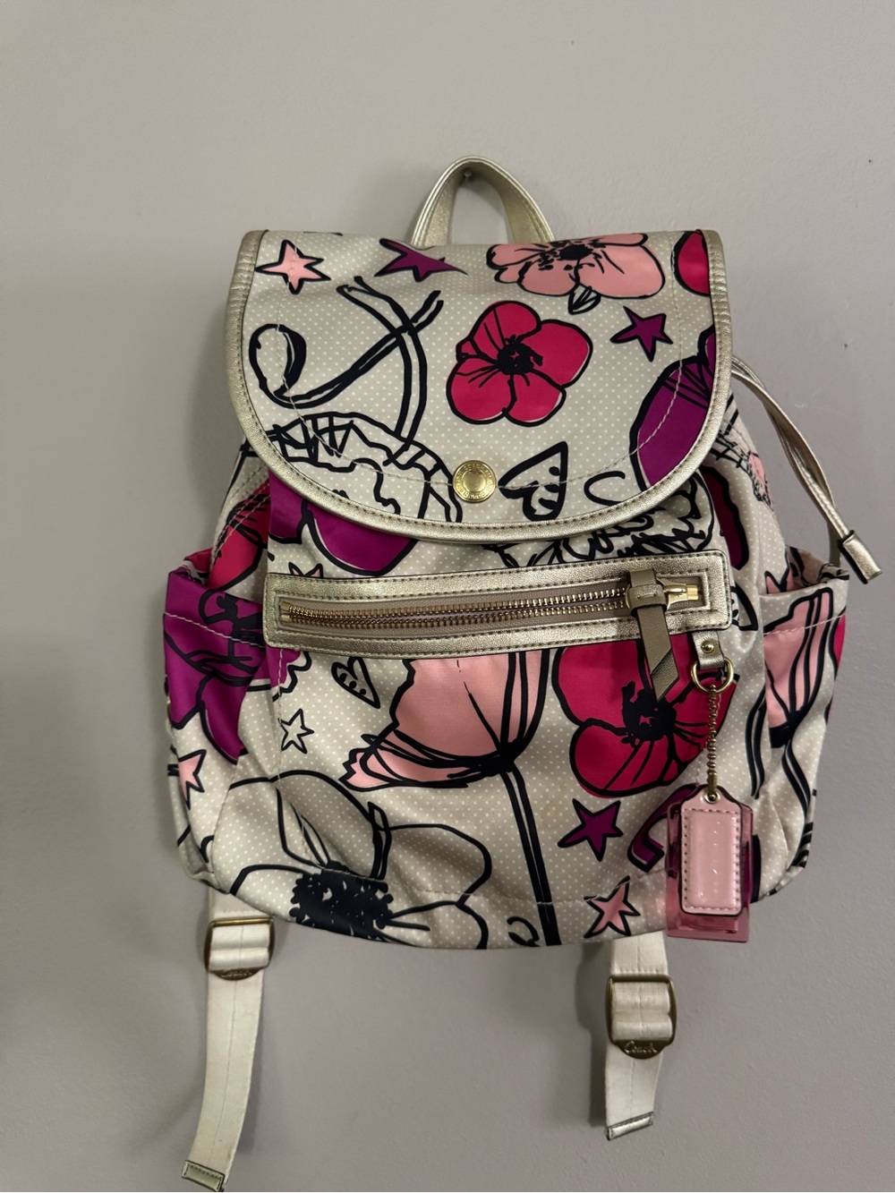 Coach Poppy Kyra floral print nylon backpack
